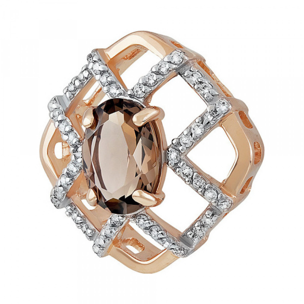 Золотая подвеска с раухтопазом и фианитом № 135531