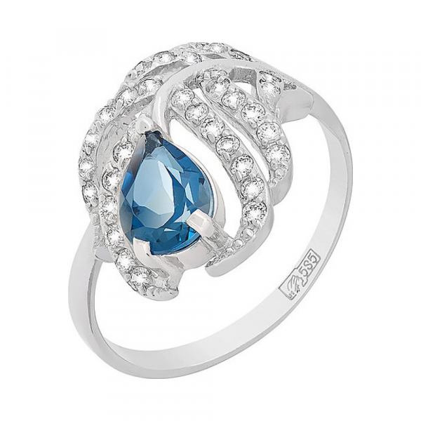 Золотое кольцо с топазом и фианитом № 117478