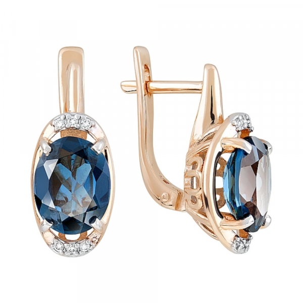 Золотые серьги с топазом и фианитом № 120310