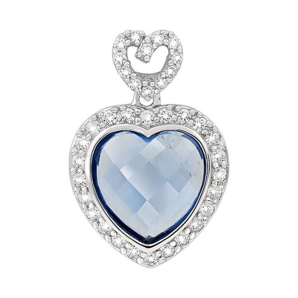 Серебряная подвеска с фианитом и имитац. шпинели № 117468