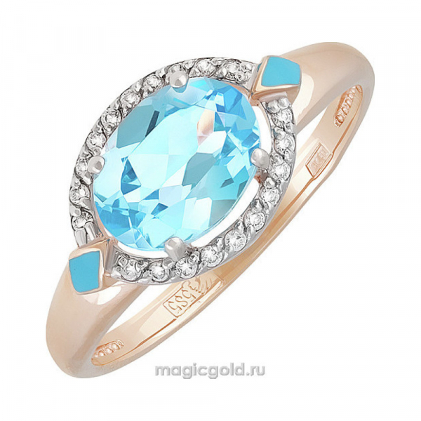 Золотое кольцо с топазом и фианитом № 139434