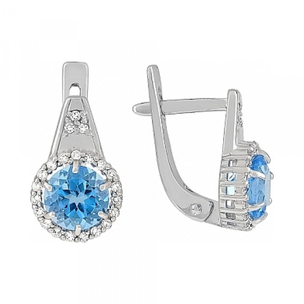 Серьги с топазом и фианитом № 113901