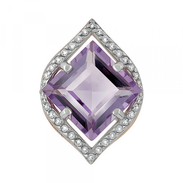 Золотая подвеска с аметистом и фианитом № 131754