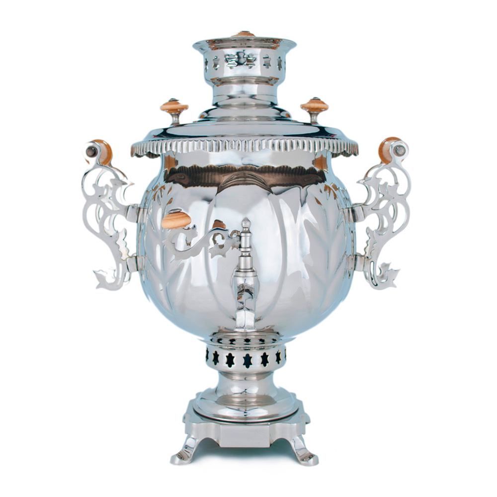 Фотография самовар комбинированный "шар" 4.5 литра никелированный №1