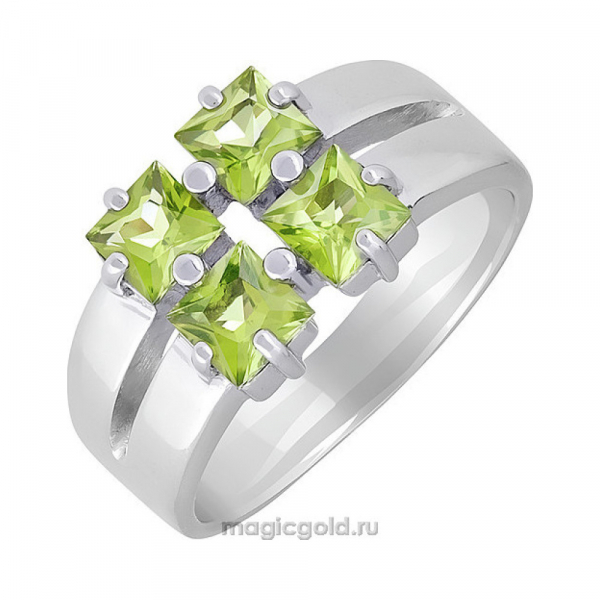 Серебряное кольцо с хризолитом № 138032
