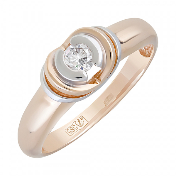 Золотое кольцо с бриллиантом № 129132