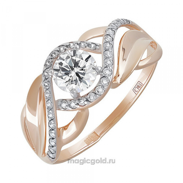 Золотое кольцо с фианитом № 140920