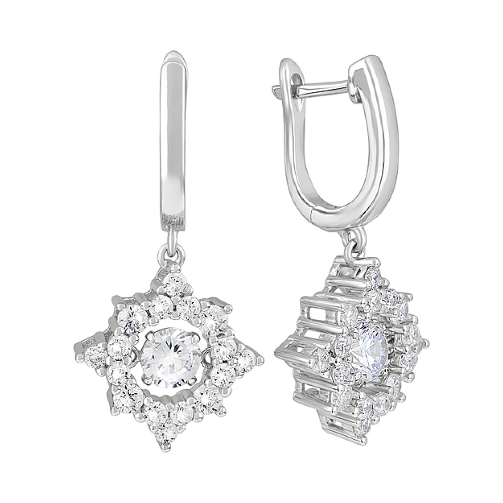 Серебряные серьги с фианитами № 127702