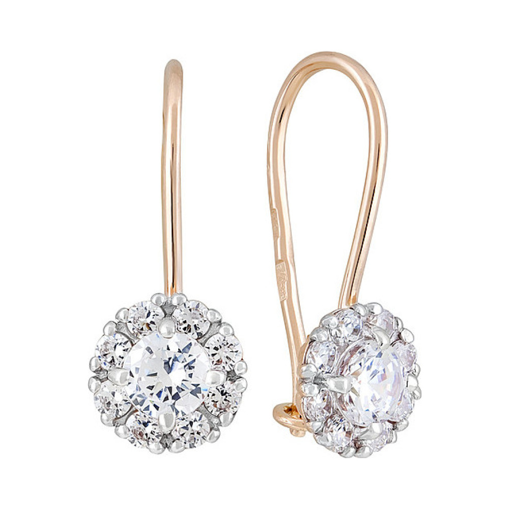 Золотые серьги с фианитом № 126110