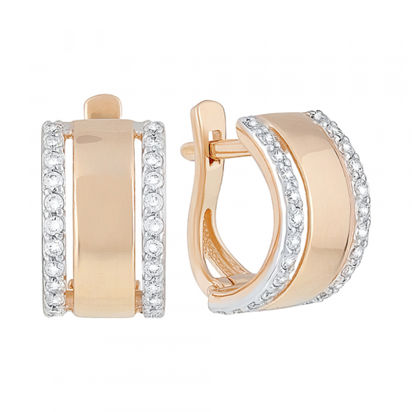 Золотые серьги с фианитами № 128946