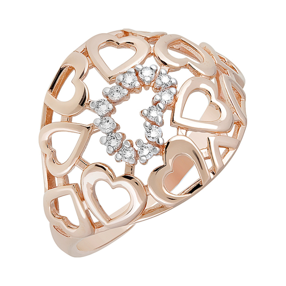 Золотое кольцо с фианитами № 123830