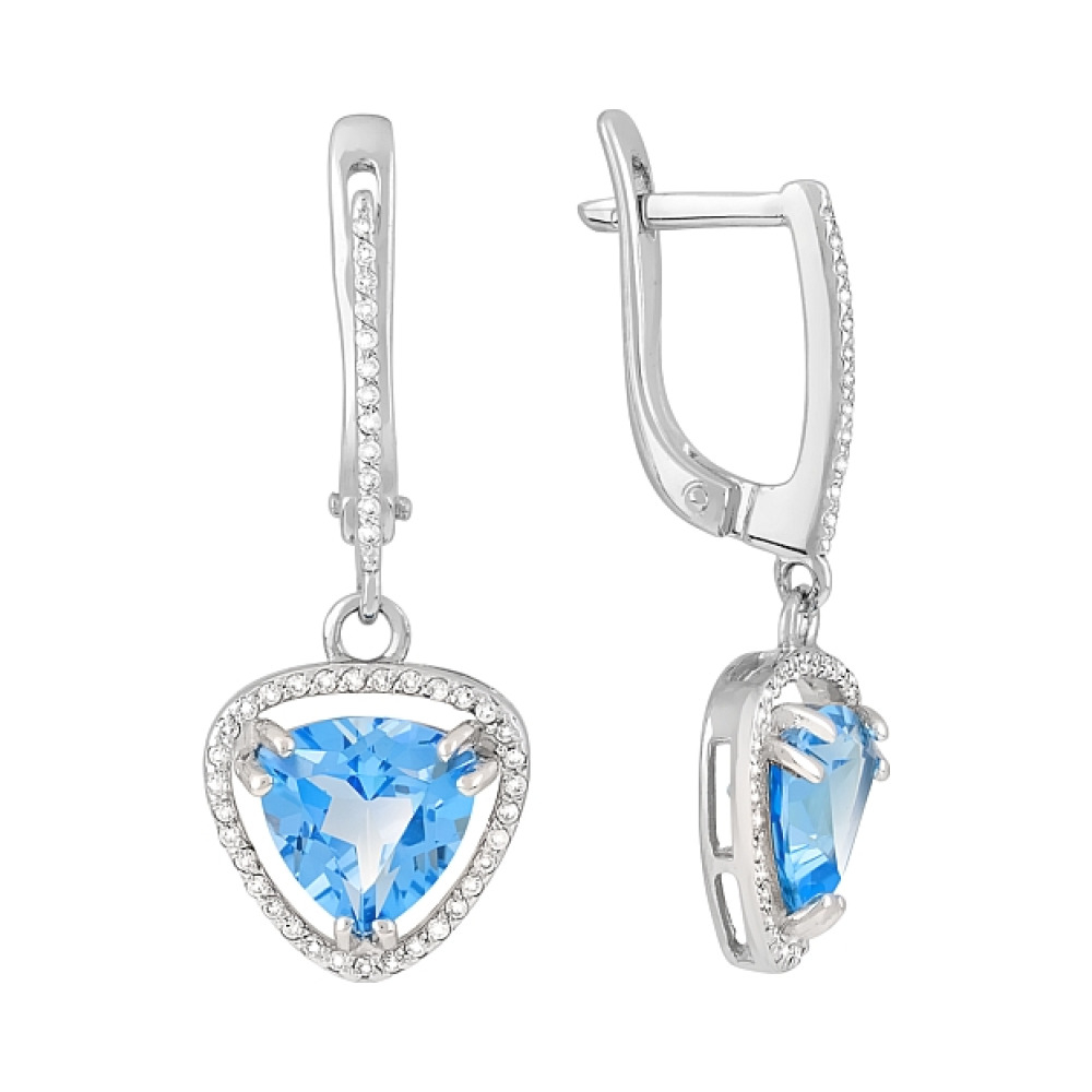 Золотые серьги с топазом и фианитом № 119975