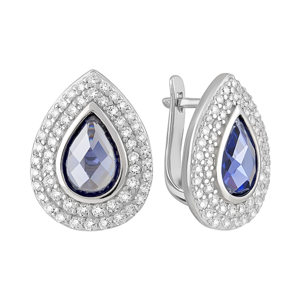 Серебряные серьги с фианитами № 127763