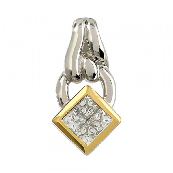 Серебряная подвеска с фианитом и золотым покрытием № 107227