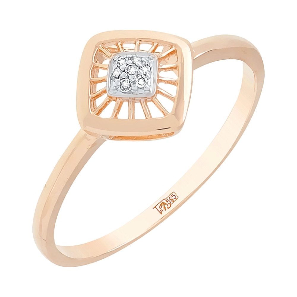 Золотое кольцо с бриллиантом № 113780