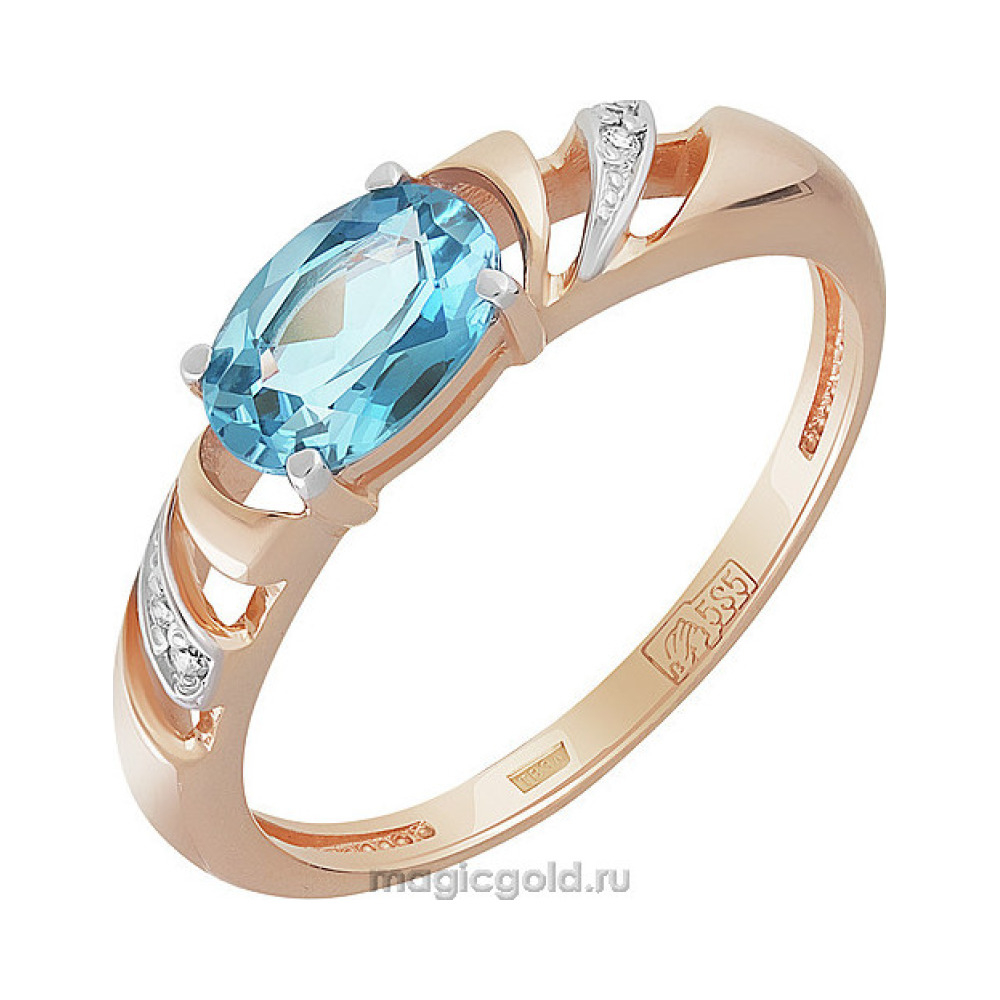 Золотое кольцо с топазом и фианитом № 159592