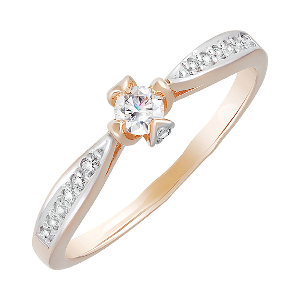 Золотое кольцо с кристаллами swarovski № 130065