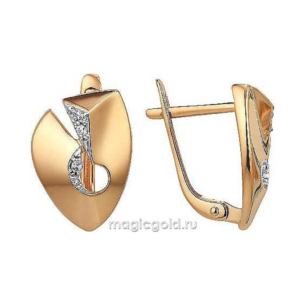 Золотые серьги с фианитом № 174002