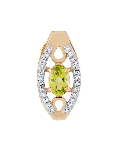 Золотая подвеска с хризолитом и фианитом № 131802