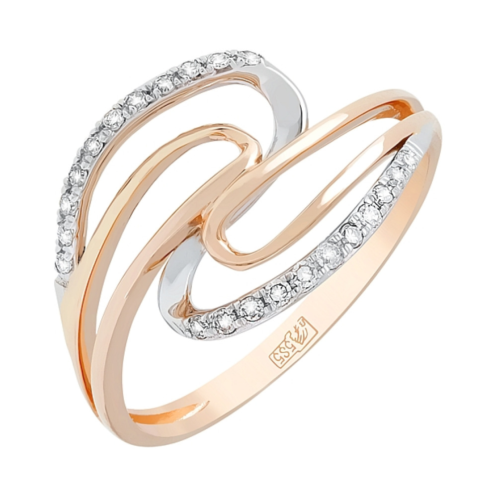 Золотое кольцо с бриллиантом № 113715