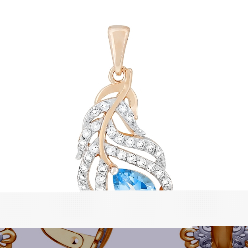 Золотые серьги с фианитом № 140942