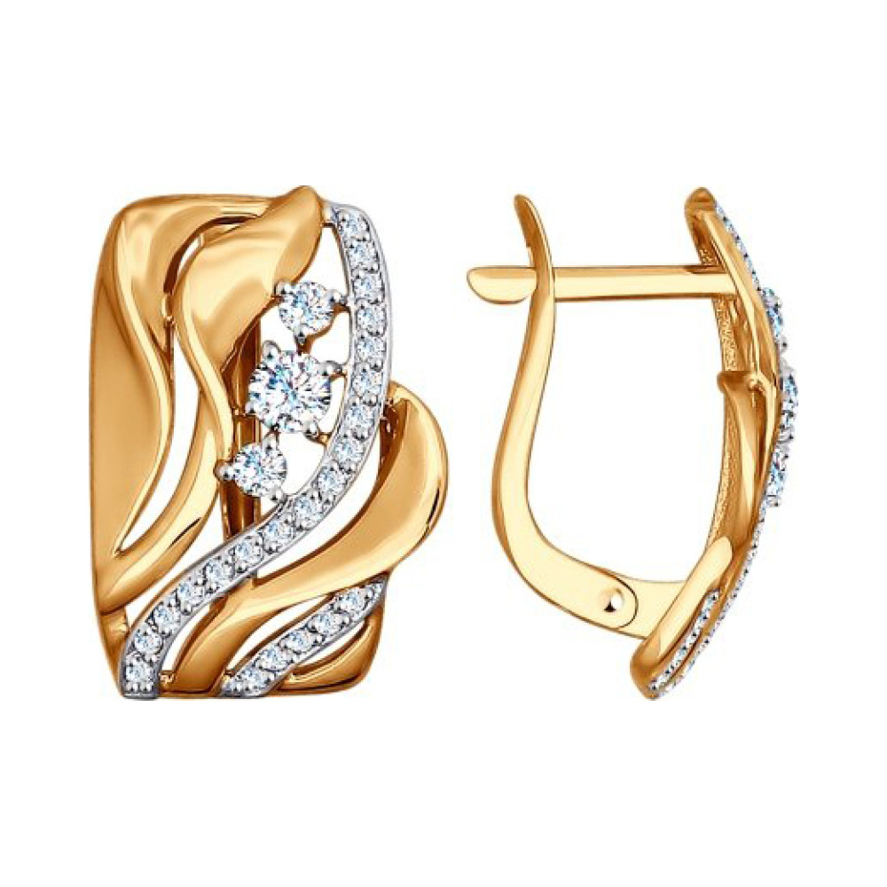 Золотые серьги с фианитом № 141614