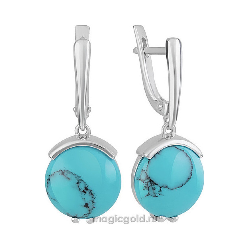 Серебряные серьги с бирюзой № 151400