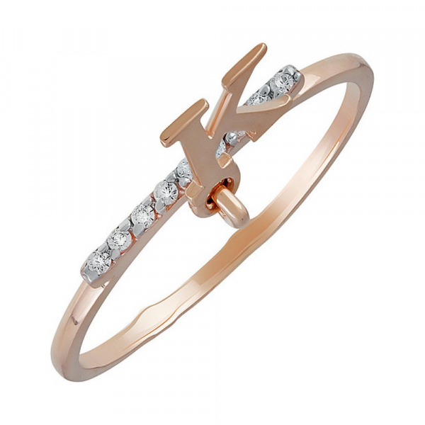 Золотое кольцо с фианитом № 136821