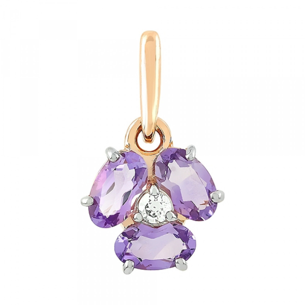 Золотая подвеска с аметистом и фианитом № 112247