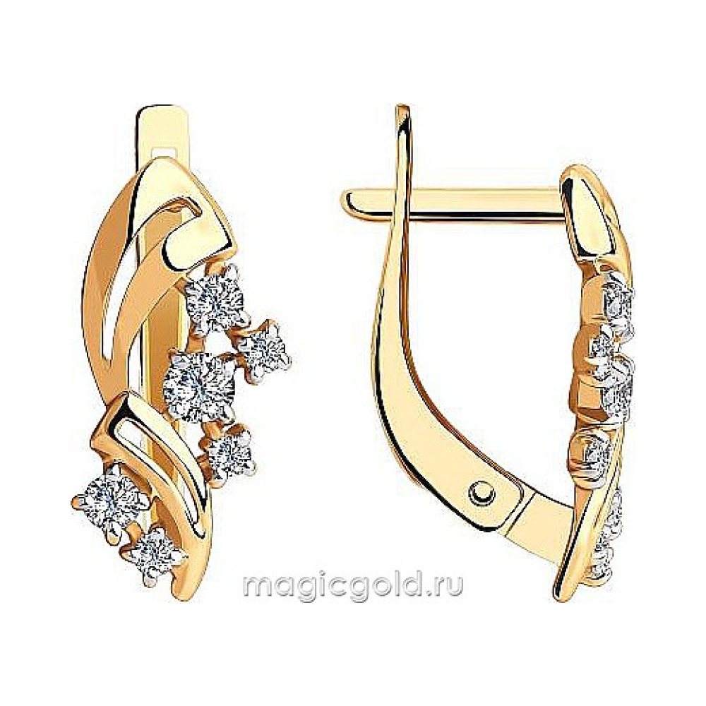 Золотые серьги с фианитом № 174059