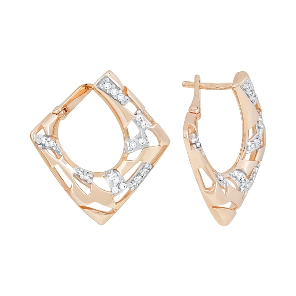 Золотые серьги с фианитами № 117829