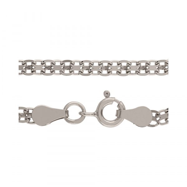 Серебряная цепь бисмарк родированная № 94626