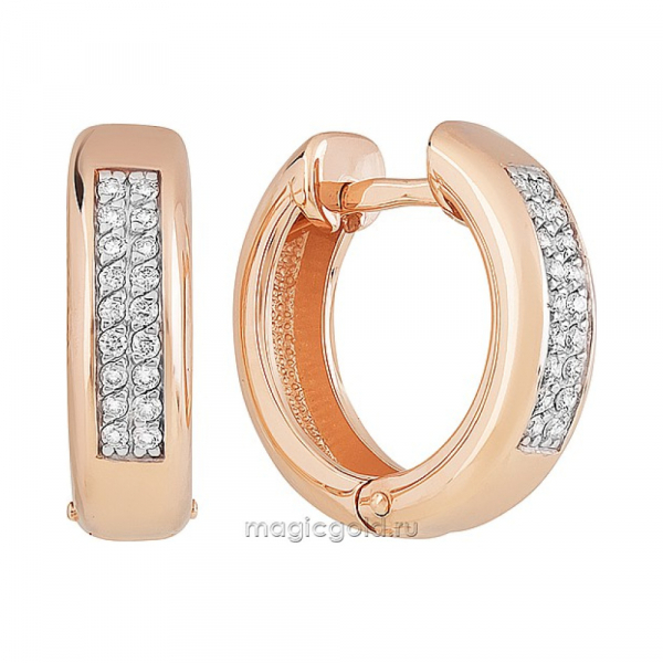 Золотые серьги с бриллиантом № 141910