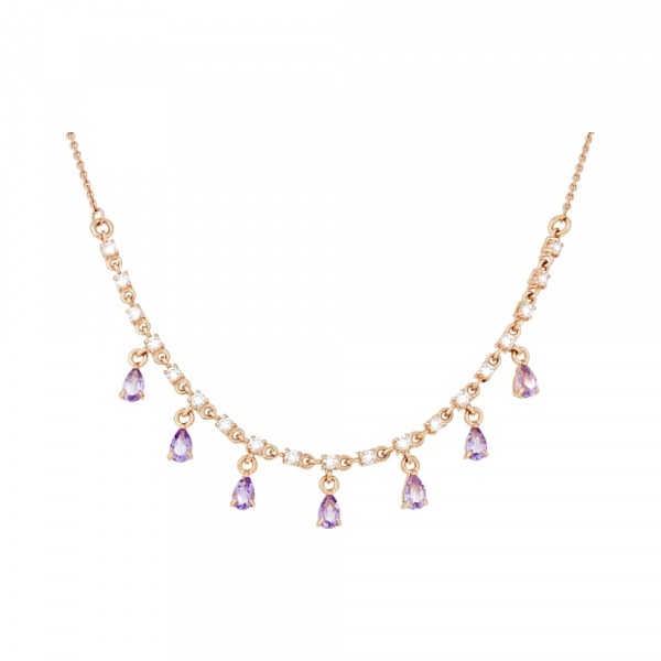 Золотое колье с аметистом и фианитом № 113933