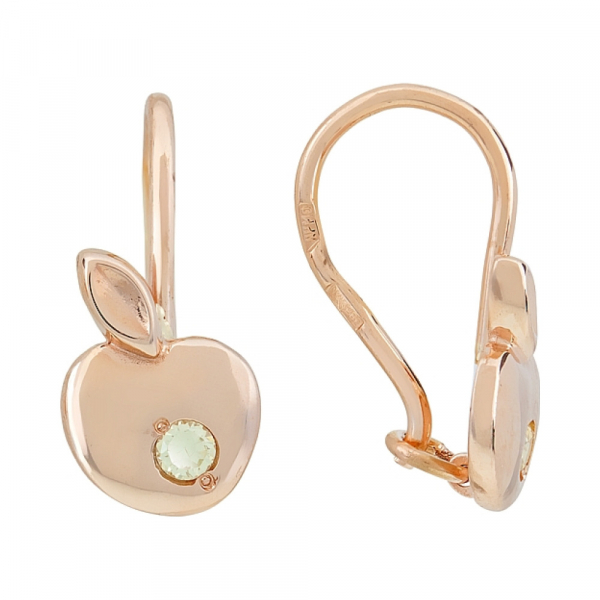 Золотые серьги с фианитом № 116653