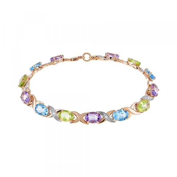 Золотой браслет с полудраг. вставками и фианитом № 118567