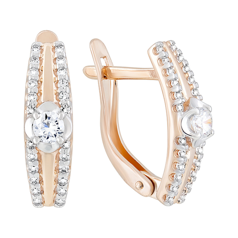 Золотые серьги с фианитом № 124297