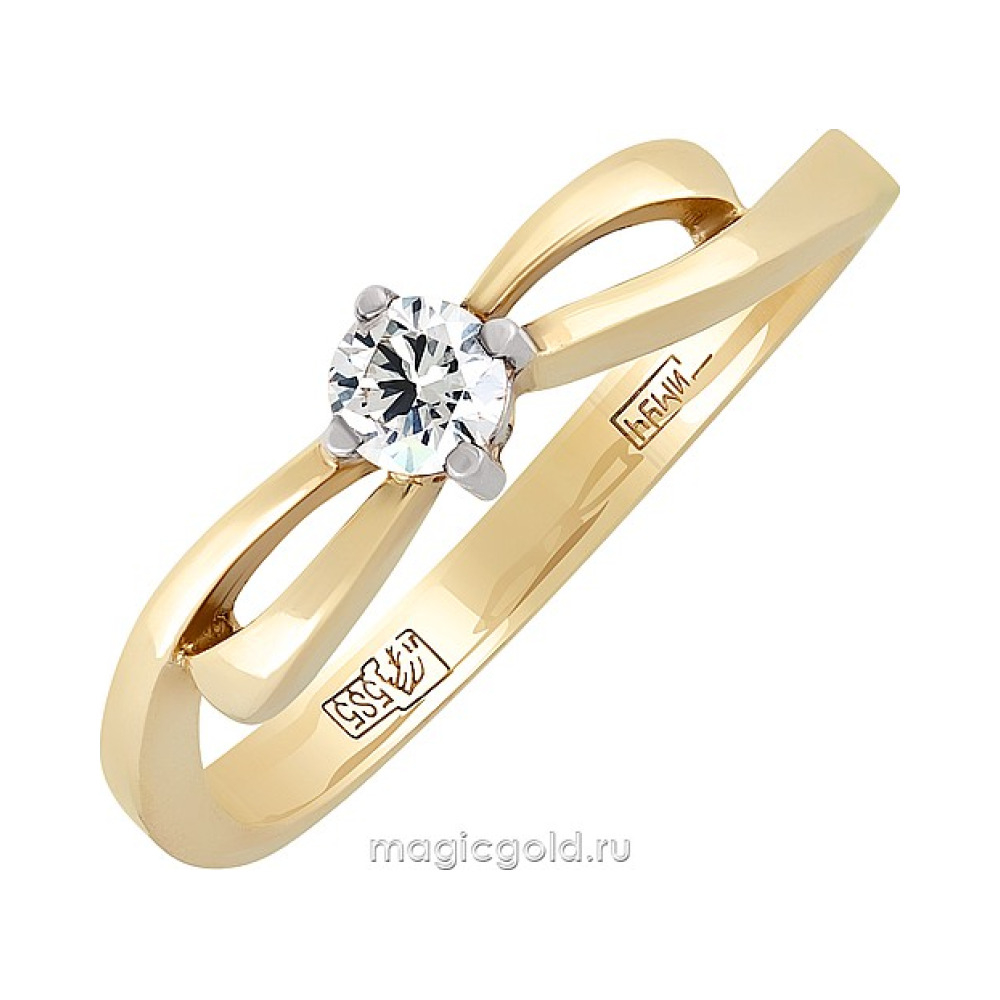 Золотое кольцо с бриллиантом № 64792
