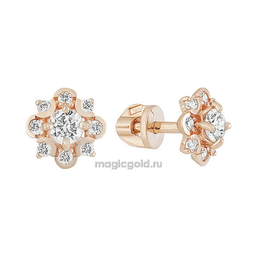 Пуссеты с фианитом № 156110