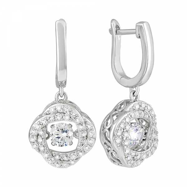 Серебряные серьги с фианитами № 127741