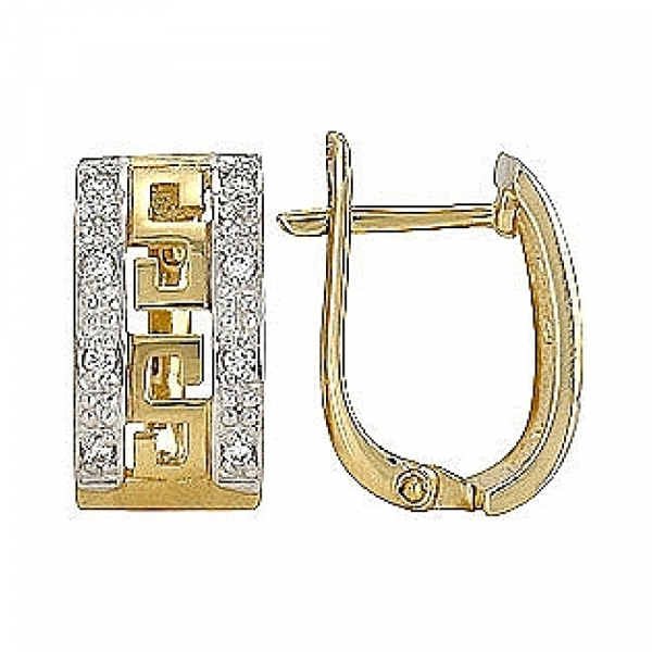 Золотые серьги с бриллиантом № 72653