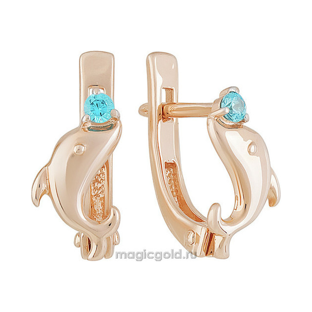Золотые серьги с фианитом № 156410
