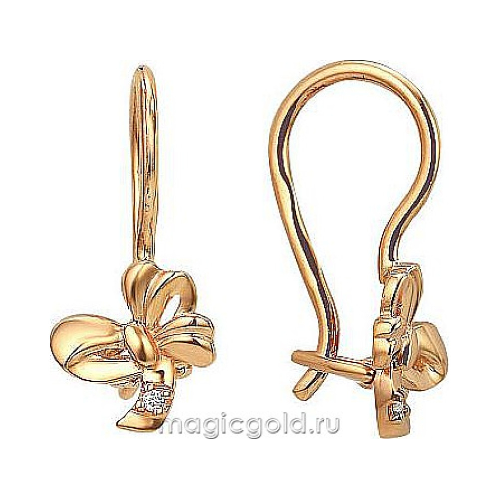 Золотые серьги с фианитом № 173852