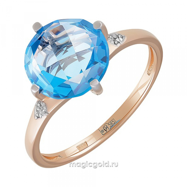 Золотое кольцо с топазом и фианитом № 164106