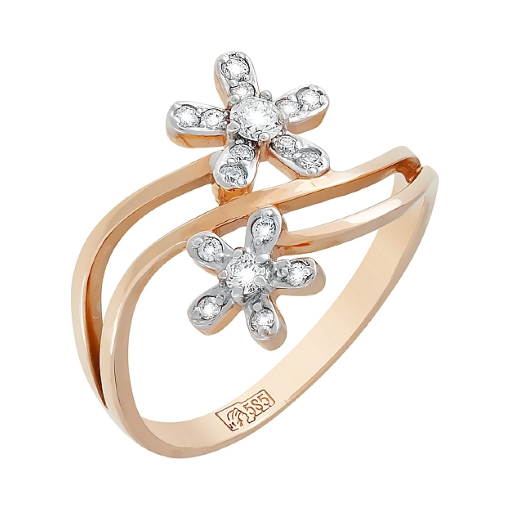 Золотое кольцо с бриллиантом № 74384