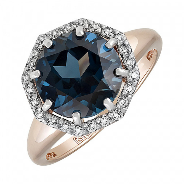 Золотое кольцо с топазом и фианитом № 134462