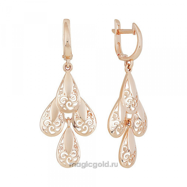 Золотые серьги без камня № 155931