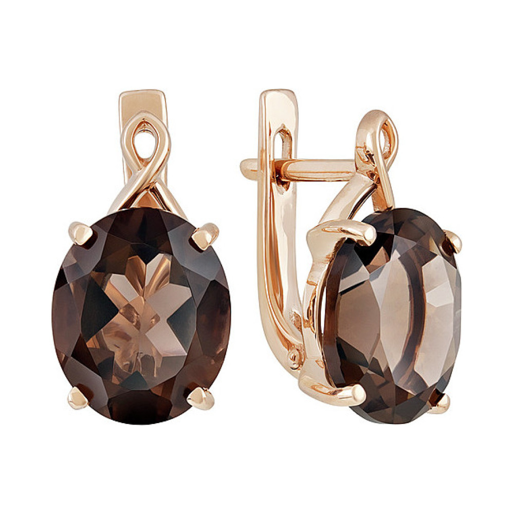 Золотые серьги с раухтопазом № 135149