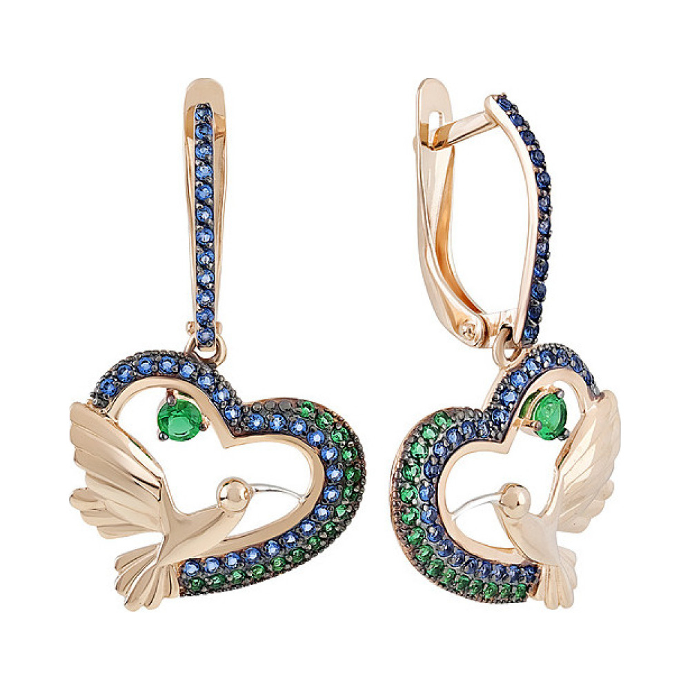 Золотые серьги с фианитом № 135202