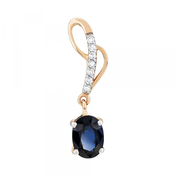 Золотая подвеска с бриллиантом и сапфиром № 111941